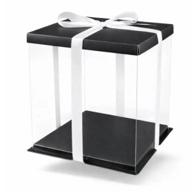 Cake Star Cake Star 4Cake Plastový hranatý box na dorty černý bez stuhy (26 x 26 x 31 cm)