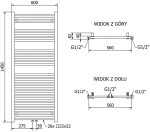 MEXEN - Pluton otopný žebřík/radiátor 1450 x 600 mm, 826 W, bílá W106-1450-600-00-20