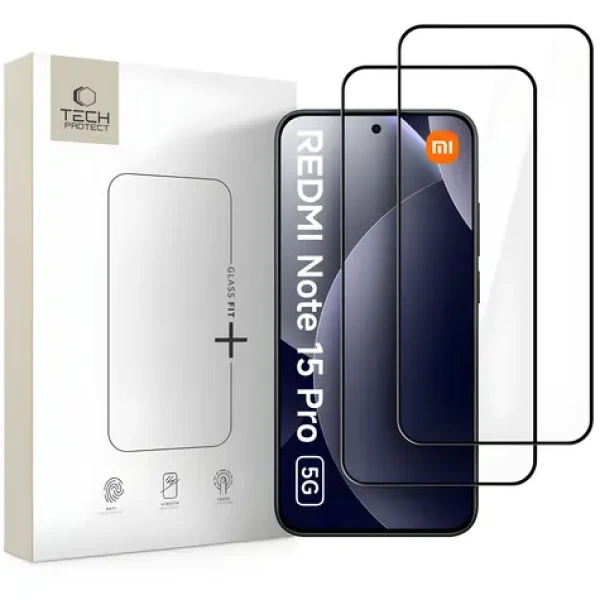 Tech-Protect Glass Fit+ černá / Ochranné sklo pro Xiaomi Redmi Note 15 Pro 5G / 2 ks