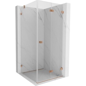MEXEN/S - Lunar-F sprchový kout skládací dveře pravá 90 x 90, transparent, miedź szczotkowan 836-090-090-65-00-P