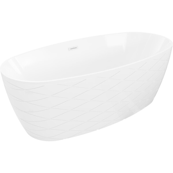 MEXEN/S - Olea volně stojící vana vzor 170 x 80, bílá, sifon a přepad bílá 52821708000-20