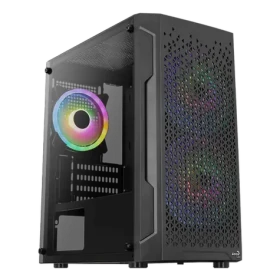 Aerocool Trinity Mini černá / PC skříň / Micro ATX / Mini-ITX / 2x USB-A 3.0 / 1x USB-A 2.0 / 3x FRGB / bez zdroje (ACCS-PV32033.11)