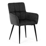 Židle jídelní, tmavě šedá látka, černý kov