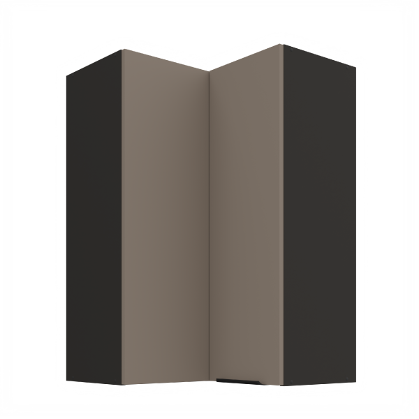 Horní rohová skříňka Aria 60x60 GN-90 2F (90°) Barva korpusu: Černá, Barva dvířek: TA - Sandgrau AFM
