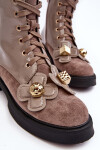 Dámské módní boty se zipem a ozdobami D&A MR870-76 Šedohnědá 39