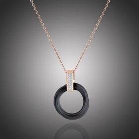 Ocelový náhrdelník se zirkony Catarin Black Gold - keramika, Zlatá 40 cm + 5 cm (prodloužení)