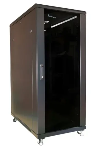 Extralink Rack skříň 32U černá / Stojanový rozvaděč / 600 x 800 mm / nosnost 1500 kg / skleněné dveře (EX.11373)