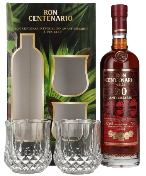 Ron Centenario Fundacion 20y 40% 0,7 l (dárkové balení 2 sklenice)