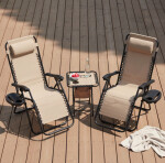 Sada 2 polohovacích zahradních židlí se stolem - béžová