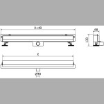 MEXEN - Flat Wall žlab ke stěně 2v1 70 cm zlatý 1530070