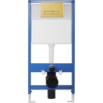 CERANO - Kompletní WC set Profi/Cesso - bílá lesklá - WC tlačítko Slim/Zlatá - předstěnová instalace - 49x36 CER-367254