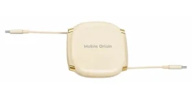 Mobile Origin CB7 béžová / Samonavíjecí kabel / USB-C na USB-C / 100 W / 1 m (MO-CB7-BG)