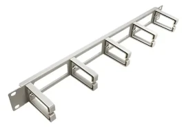Value 19" vyvazovací panel 1U šedý / Vyvazovací panel / jednostranný, průchozí / 5x plastový třmen C (26.99.0325)
