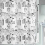Spirella VEGAS bílý, motiv město / Sprchový závěs / 180 x 200 cm / polyester