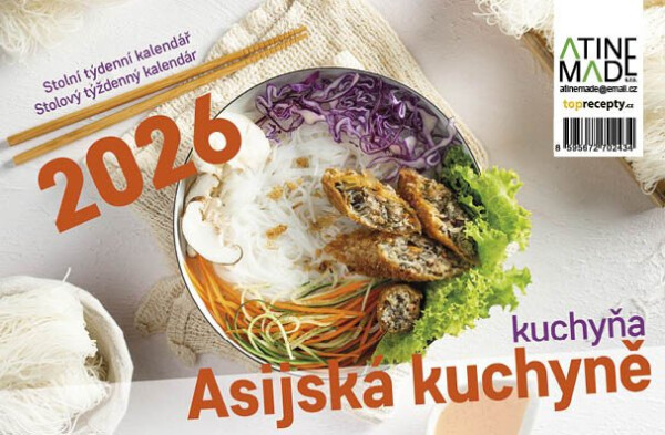 Kalendář 2026 Asijská kuchyně, stolní, týdenní, 15 x 22,5 cm