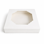 Cake star krabička bílá s okénkem nízka 20x20x3,5cm