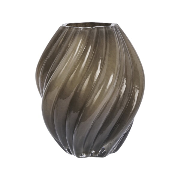 MADAM STOLTZ Skleněná váza Taupe 24 cm, hnědá barva, sklo