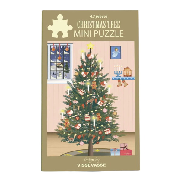 ViSSEVASSE Mini puzzle Glowing Christmas Tree 42 dílků, hnědá barva, papír