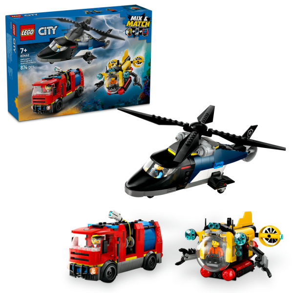 LEGO LEGO® City 60462 Remix: Helikoptéra, hasičský vůz a ponorka