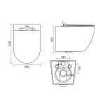 AQUALINE - CARLO závěsná WC mísa, Vortex Rimless, 36x53cm, bílá PRX.101.851