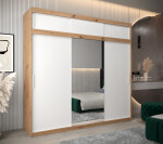 Šatní skříň Abi T1 s nástavcem Barva korpusu: Bílá, Rozměry: 250 cm, Dveře: Dub artisan