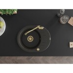 MEXEN/S - Kevin granitový dřez 1-miska s odkapávačem včetně baterie Carla, černá/zlatá metalik 6517-75-670700-50