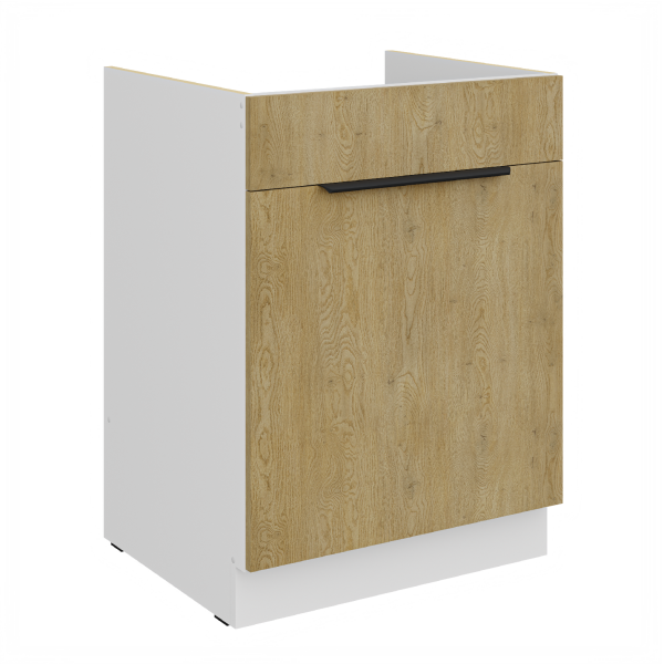 Spodní skříňka pod dřez Cremona 60 ZL 1S BB - Premium Box Barva korpusu: Bílá, Barva dvířek: Dub Cremona