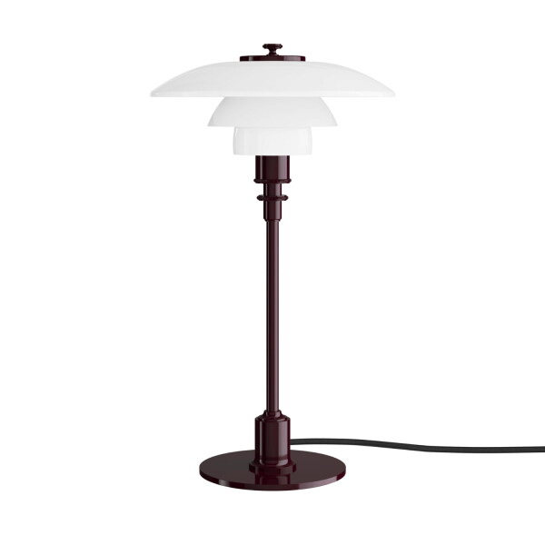 Louis Poulsen Stolní lampa PH 2/1 Glossy Burgundy, červená barva, kov, plast