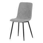 Židle jídelní, stříbrná látka, nohy černý kov