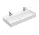 VILLEROY & BOCH - Memento 2.0 Dvojumyvadlo 1000x470 mm, bez přepadu, 2 otvory pro baterii, alpská bílá 4A22A101