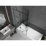 MEXEN/S - Next vanová zástěna FIX 90 x 150, černá vzor, grafit metal 895-090-000-00-77-95