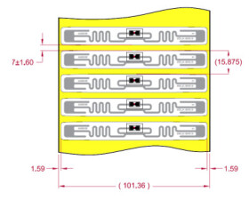 UHF RFID tag, ALN-9840-WRC Squiggle Higgs-EC, 12mm x 98mm, průsvitný, nalepovací