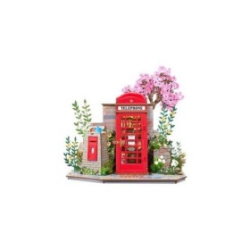 3D skládačka Zarážka na knihy Miniatura domečku Telefonní budka s knihami a květinami