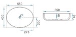 Erga Oval, umyvadlo na desku 550x400x140 mm, bílá lesklá, ERG-V03-OVAL55-WH