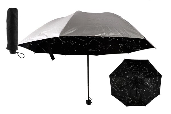 Skládací deštník pro dospělé 25 cm - hvězdná obloha stříbrná