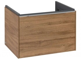 VILLEROY & BOCH - Subway 3.0 Umyvadlová skříňka, 62x43x48 cm, 1 zásuvka, Oak Kansas/lesklý hliník C57500RH