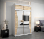 Šatní skříň Abi Mo s nástavcem Barva korpusu: Dub Sonoma, Rozměry: 150 cm, Dveře: Černá