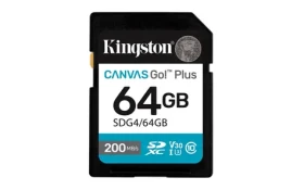 Kingston Canvas Go Plus SDXC 64GB / UHS-I V30 / U3 / Class 10 / čtení: až 200MBs / zápis: až 160 MBs (SDG4/64GB)