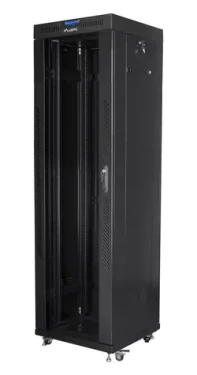 Lanberg FF01-6642-12BL černý / Stojanový rozvaděč / 19" / 42U / 600x600 mm / skleněné dveře / LCD / Flat pack (FF01-6642-12BL)