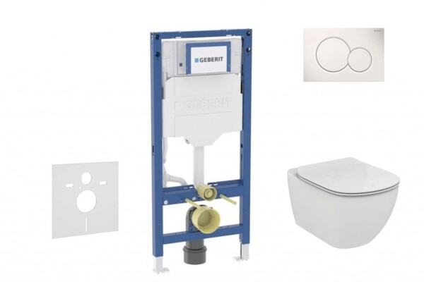 GEBERIT - Duofix Set předstěnové instalace, klozetu Tesi a sedátka, tlačítko Sigma01, alpská bílá SANI11CD3116