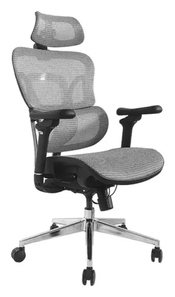 Equip Ergonomická kancelářská židle šedá / Kancelářská židle / síťový sedák / opěrka hlavy / nosnost 150 kg (651050)