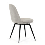 Židle jídelní, krémová látka, 360° otočný mechanismus, černý matný lak, kovové nohy