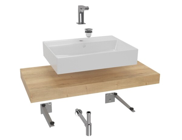 Koupelnová sestava SAT s deskou pod umyvadlo Dolce 100x8x50 cm dub halifax KSETDO11 KSETDO11
