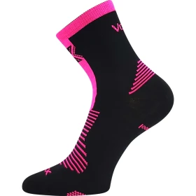VOXX Ponožky slabé z merino WORALF s ionty stříbra ČERNÉ s neon růžovou (3 páry) 35-38 124777