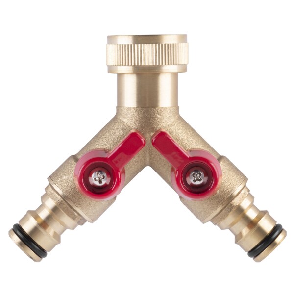 STREND PRO 219357 Šroubení mosazné rozdvojka, sys. 1/2", 2x ventil, závit vnitřní 3/4"