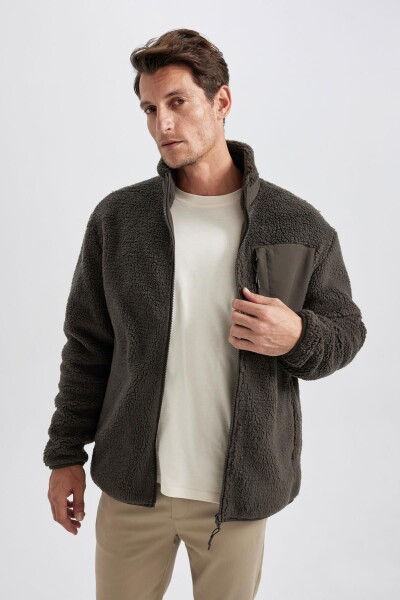 DEFACTO Stand-up Collar Zippered Plush Coat