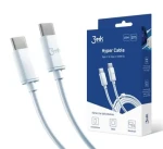 3mk Hyper Silicone datový kabel USB-C - USB-C 2m bílá / 100 W / 5A (5903108464543)