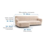 Bielastické potahy BRILLANTE béžové sedačka s otomanem vlevo (š. 170 - 300 cm)