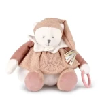 Doudou Dárková sada Plyšový lední medvídek s kroužkem 30 cm růžový