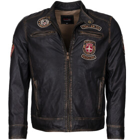 Pánská Kožená Bunda Imperion Flight Pilot Brixton Černá Rub Off Velikost: 7XL